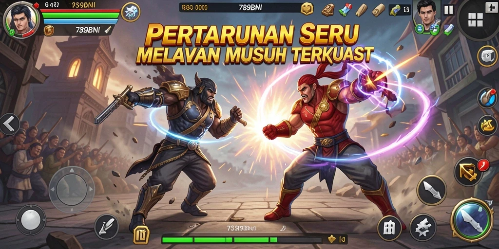 Tampilan gameplay seru dari 789BNI yang menampilkan pertarungan karakter.