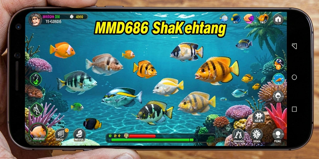 Screenshot gameplay DMD686 menampilkan aksi menangkap ikan yang menyenangkan.
