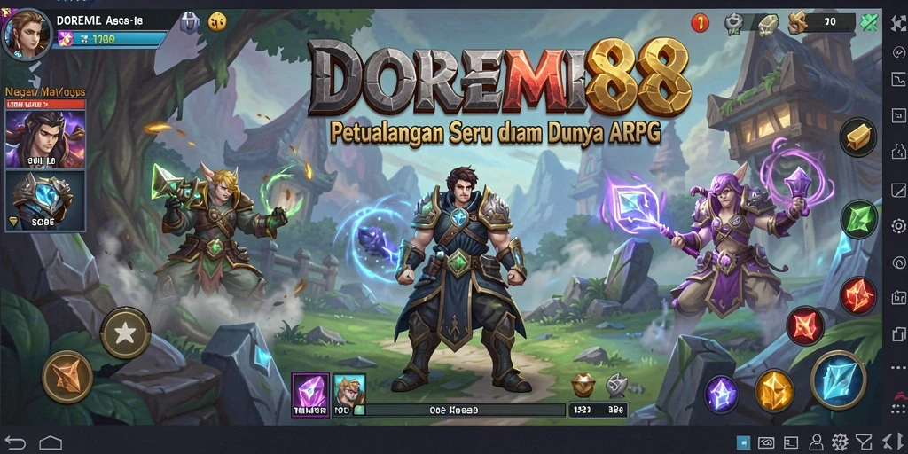 Screenshot DOREMI88 menampilkan aksi tempur seru dalam gameplay ARPG.