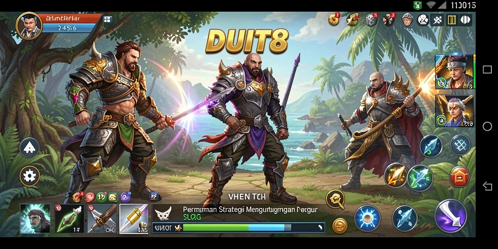 Tampilan gameplay seru dalam DUIT8 yang menampilkan pertempuran strategi.
