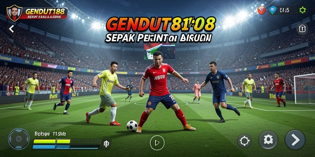 Tampilan gameplay GENDUT188 dengan aksi sepak bola yang menegangkan.