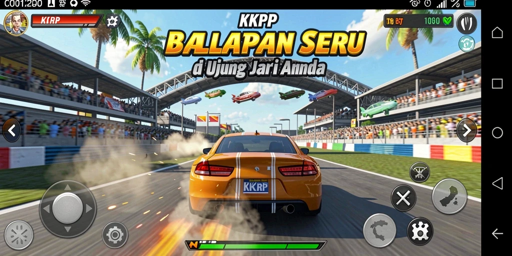 Gameplay KKRP yang mendebarkan dengan aksi balapan cepat.