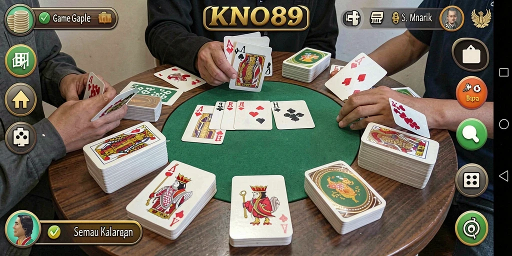 Tampilan gameplay KNO89 yang seru dalam permainan Gaple.