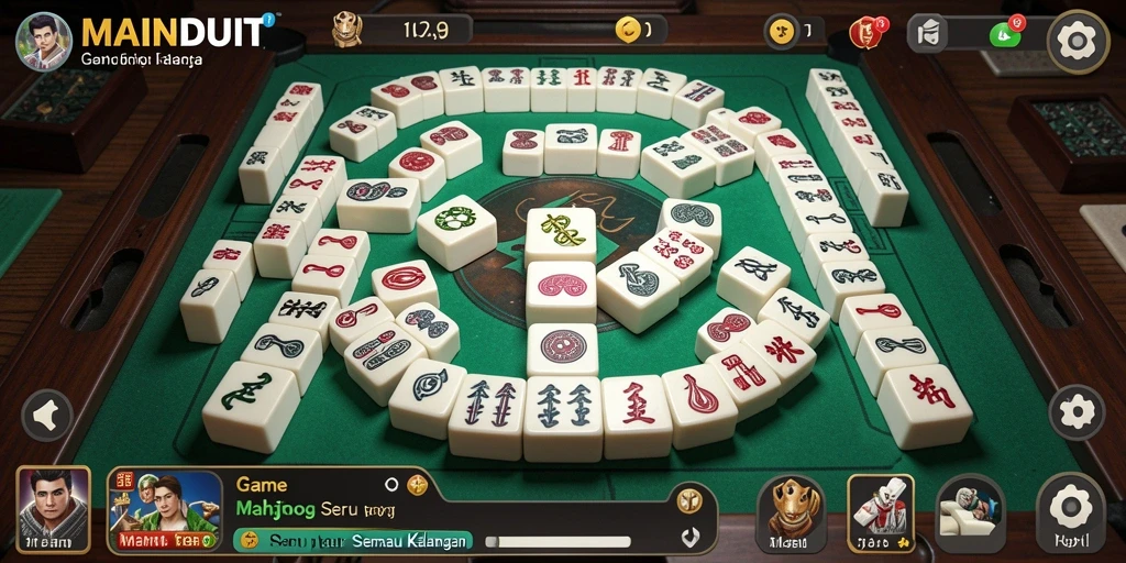 Tampilan gameplay Mahjong MAINDUIT yang menarik dan interaktif.