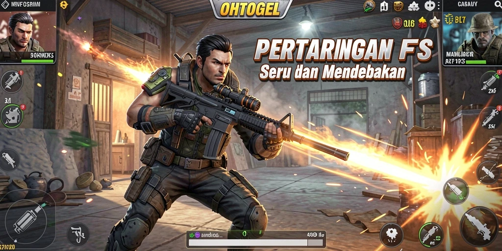 Tampilan mendebarkan dari gameplay FPS OHTOGEL.