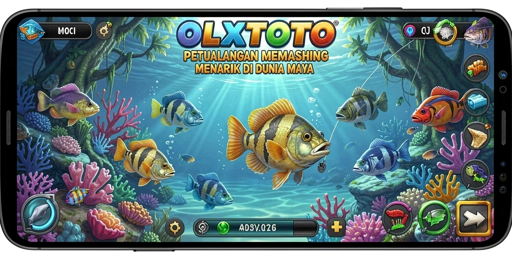 Tampilan gameplay OLXTOTO yang menampilkan petualangan memancing yang seru.