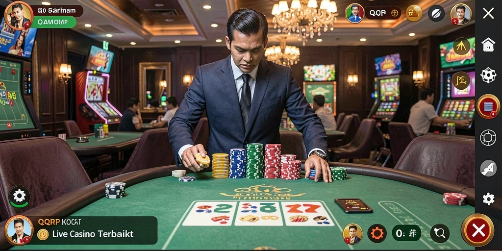 Tampilan gameplay Live Casino yang menarik dan interaktif di QQRP.