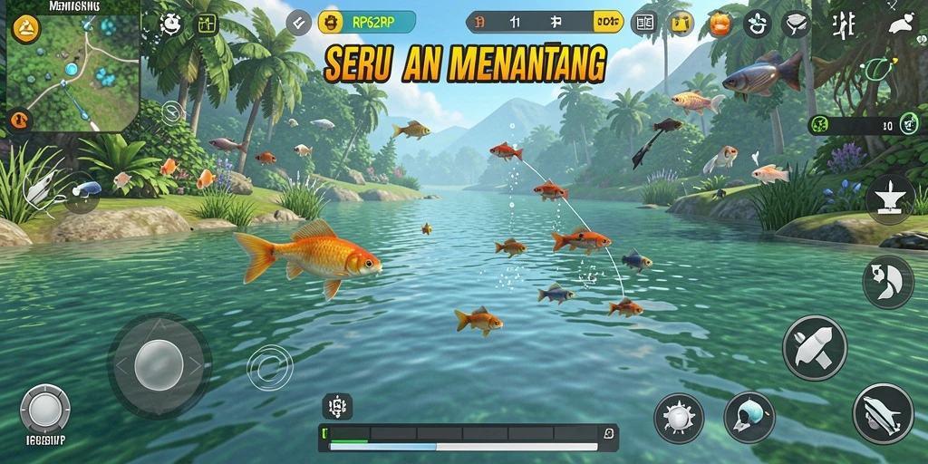 Screenshot utama RP62RP menunjukkan aksi memancing yang mendebarkan.