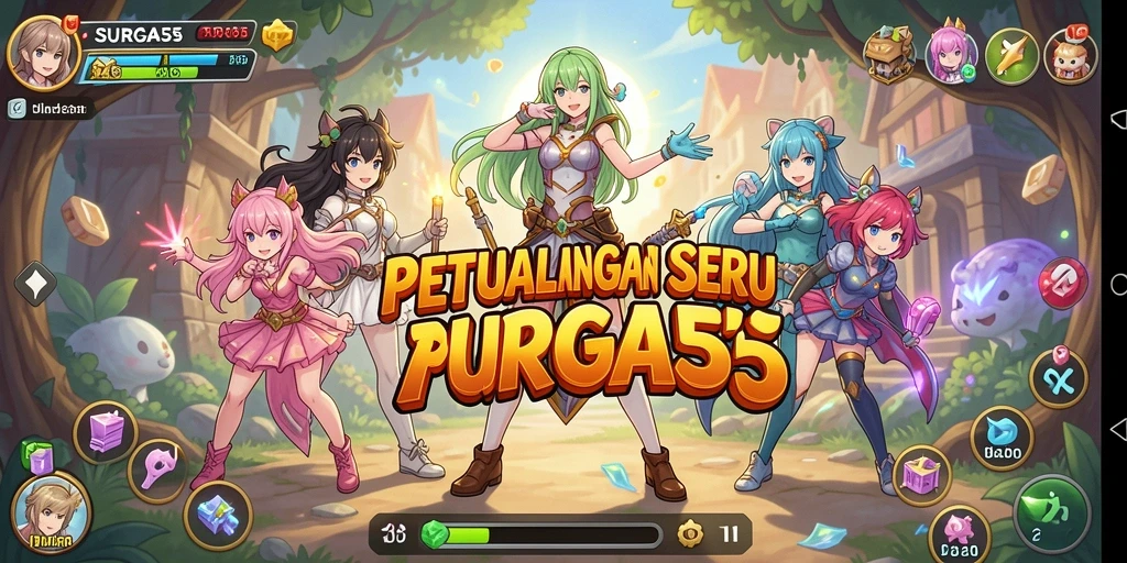 Screenshot gameplay SURGA55 yang menampilkan pertarungan seru dalam dunia anime.