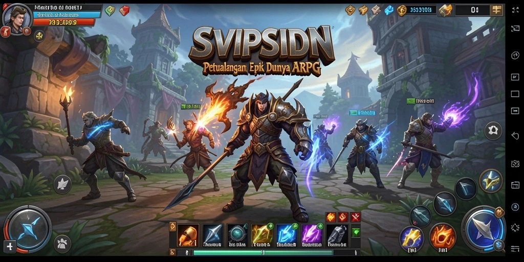 Screenshot utama SVIPSIDN menampilkan aksi seru dalam pertarungan ARPG.