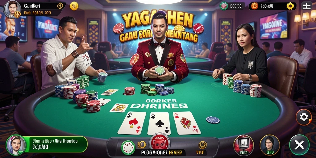 Tampilan utama YAGAOHEN menampilkan aksi Poker yang mendebarkan.